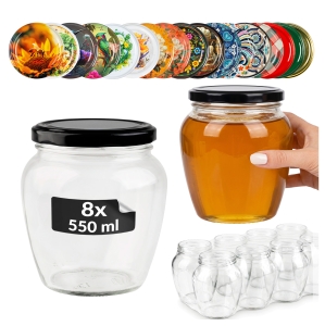 8x słoik szklany 550ml Amfora na przetwory, dżemy, grzyby, miód + GRATIS