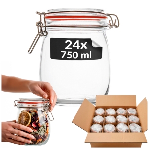 24x Słoik szklany 750 ml z zamknięciem mechanicznym WEK na owsiankę, przetwory, miód, produkty sypkie