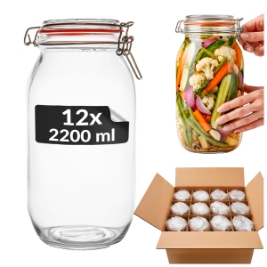 12x Słoik szklany 2,2 L z zamknięciem mechanicznym WEK na przetwory, miód, produkty sypkie