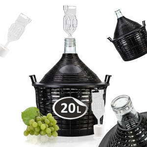 BALON - 20 L - dama dymion na wino w koszu + korek + rurka fermentacyjna
