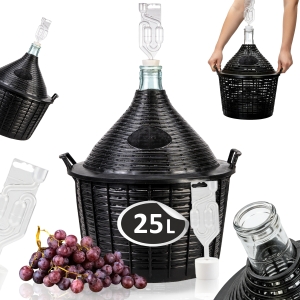 BALON - 25 L - dama dymion na wino w koszu + korek + rurka fermentacyjna