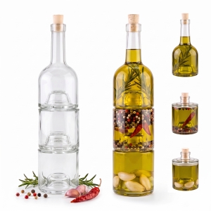 Zestaw butelek WIEŻA 750 ml (3x 250 ml) na nalewki, wino, likier, oleje z korkiem