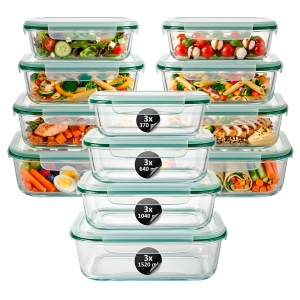 12x Hermetyczne pojemniki szklane lunchbox do przechowywania żywności