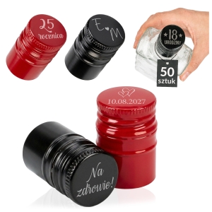 Zestaw 50 sztuk - ZAKRĘTKA długa nakrętka do butelek 28/40 mm z GRAWEREM