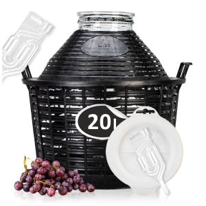 Zestaw - balon - 20 L - dama w koszu z szerokim otworem + kaptur + rurka
