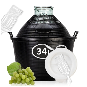 Zestaw - balon 34 L - dama w koszu z szerokim otworem + kaptur + rurka