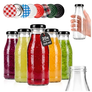 20x Butelka szklana SOK 250 ml na soki, wodę, mleko, nalewki + GRATIS