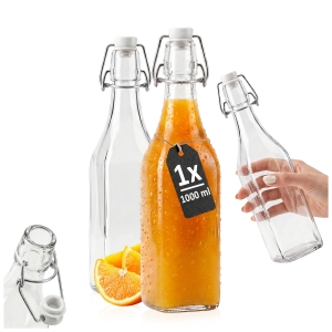 Butelka KWADRAT 1000 ml na oliwę wino nalewki + korek mechaniczny