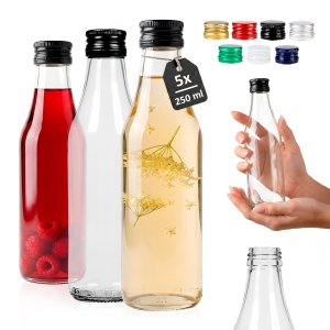 5x butelka Klasyk 250ml na nalewki, bimber, likier, soki