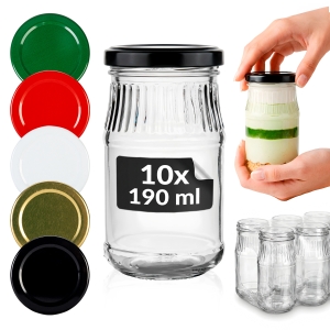 10x Słoiki szklane 190 ml Chrzanówka na przetwory, sosy, przeciery, musztardę, dżemy + GRATIS