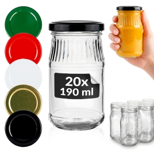 20x Słoiki szklane 190 ml Chrzanówka na przetwory, sosy, przeciery, musztardę, dżemy + GRATIS