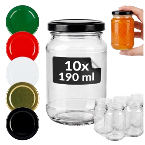 10x Słoiki szklane 190 ml Jacuś na przetwory, dżemy, konfitury, miód + GRATIS