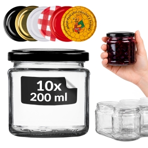 Zestaw 10 sztuk - Słoik szklany 212 ml na miód konfitury dżem przetwory 