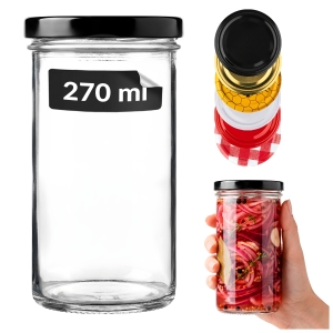 Słoik szklany 277 ml Prosty z rantem na przetwory, dżemy, miód, grzyby + GRATIS
