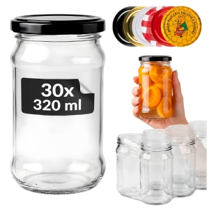 30x słoik szklany 320ml na miód, przetwory, dżemy, grzyby + GRATIS