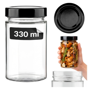 Słoik szklany wysoki 330 ml na miód, przyprawy, dżem, przetwory, grzyby + GRATIS
