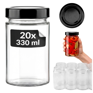 20x słoik szklany wysoki 330ml na przetwory, miód, dżem, grzyby + GRATIS