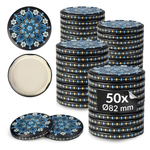 50x zakrętka wieczko CERAMIKA CZARNO NIEBIESKA fi 82 mm na słoiki, słoje