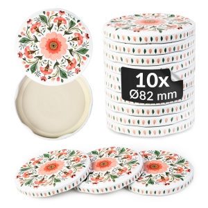 10x zakrętka wieczko KWIATY RÓŻOWE fi 82 mm na słoiki, słoje