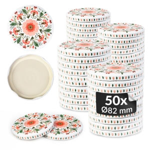 50x zakrętka wieczko KWIATY RÓŻOWE fi 82 mm na słoiki, słoje