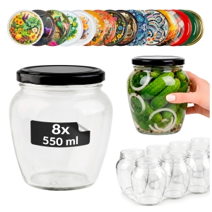 8x słoik szklany 550ml Amfora na przetwory, dżemy, grzyby, miód + GRATIS