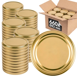 660x zakrętka wieczko fi 82 mm ZŁOTA do słoików, na słoiki, słoje – karton