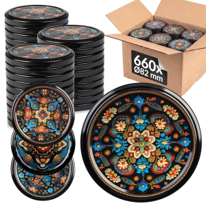 660x zakrętka wieczko fi 82 mm CERAMIKA POMARAŃCZOWA do słoików, na słoiki, słoje – karton