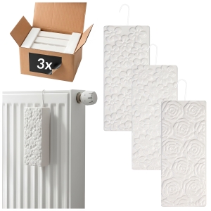 3x Ceramiczny nawilżacz powietrza na kaloryfer, grzejnik - Kwiaty białe tłoczone