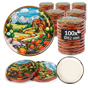 100x zakrętka wieczko WITRAŻ fi 82 mm na słoiki, słoje