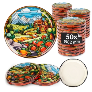 50x zakrętka wieczko WITRAŻ fi 82 mm na słoiki, słoje