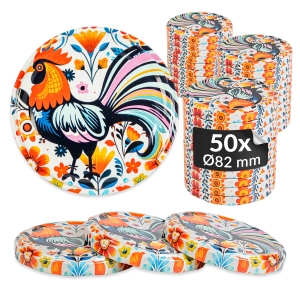 50x zakrętka wieczko Folk fi 82 mm na słoiki, słoje