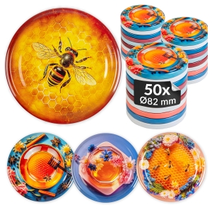 50x zakrętka wieczko Honey fi 82 mm na słoiki, słoje