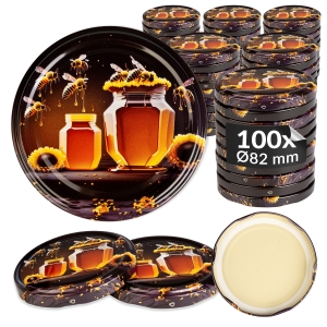 100x zakrętka wieczko miód czarny fi 82 mm na słoiki, słoje