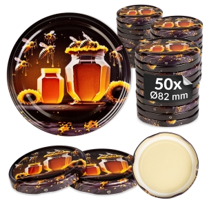 50x zakrętka wieczko miód czarny fi 82 mm na słoiki, słoje