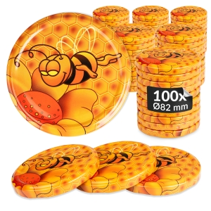 100x zakrętka wieczko miód Gucio fi 82 mm na słoiki, słoje