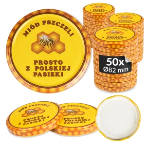 50x zakrętka wieczko miód pszczeli fi 82 mm na słoiki, słoje