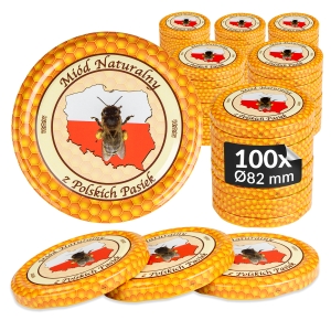 100x zakrętka wieczko miód naturalny fi 82 mm na słoiki, słoje