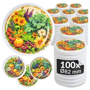 100x zakrętka wieczko OGRÓD MIX fi 82 mm na słoiki, słoje