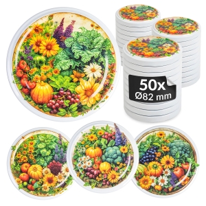 50x zakrętka wieczko OGRÓD MIX fi 82 mm na słoiki, słoje