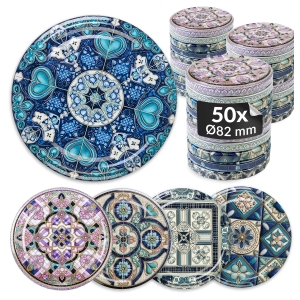 50x zakrętka wieczko KAFELKI MIX fi 82 mm na słoiki, słoje