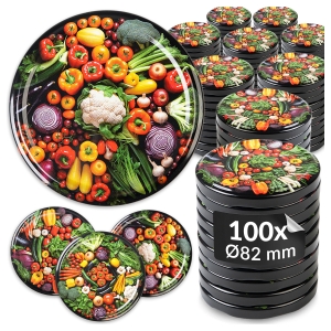 100x zakrętka wieczko WARZYWA MIX fi 82 mm na słoiki, słoje