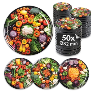 50x zakrętka wieczko WARZYWA MIX fi 82 mm na słoiki, słoje