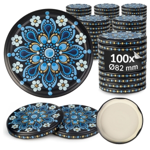 100x zakrętka wieczko CERAMIKA CZARNO NIEBIESKA fi 82 mm na słoiki, słoje 