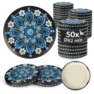 50x zakrętka wieczko CERAMIKA CZARNO NIEBIESKA fi 82 mm na słoiki, słoje