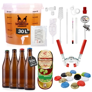 Zestaw piwowarski - pojemnik fermentacyjny - 30L + 50 butelek na PIWO + dodatki