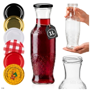 Karafka szklana na wodę, lemoniadę, soki, wino Florica 1 L 1000 ml na zakrętkę