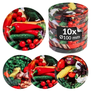 10x zakrętki wieczka fi 100 mm WARZYWA MIX do słoików, słoika, słojów