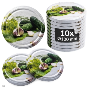 10x zakrętki wieczka fi 100 mm OGÓRKI do słoików, słoika, słojów
