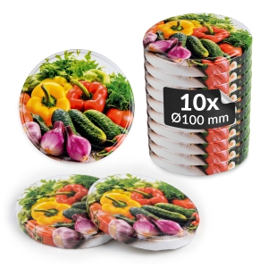 10x zakrętki wieczka fi 100 mm WARZYWA do słoików, słoika, słojów