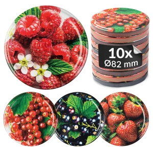 10x zakrętka wieczko OWOCE MIX fi 82 mm na słoiki, słoje